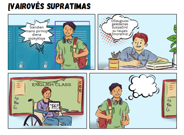 Komiksai „Įvairovė, lygybė ir įtrauktis“ paaugliams – mokymasis per istorijas